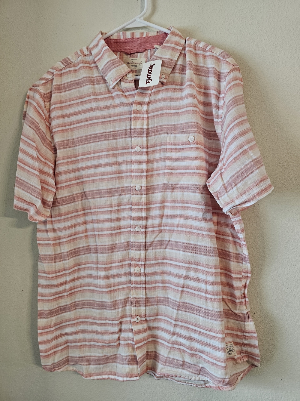 Weatherproof Pink & White Striped Short-Sleeve Button-Down Shirt